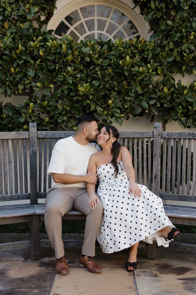 Editorial engagement portrait near the main estate at Hills & Dales Estate in LaGrange, Georgia