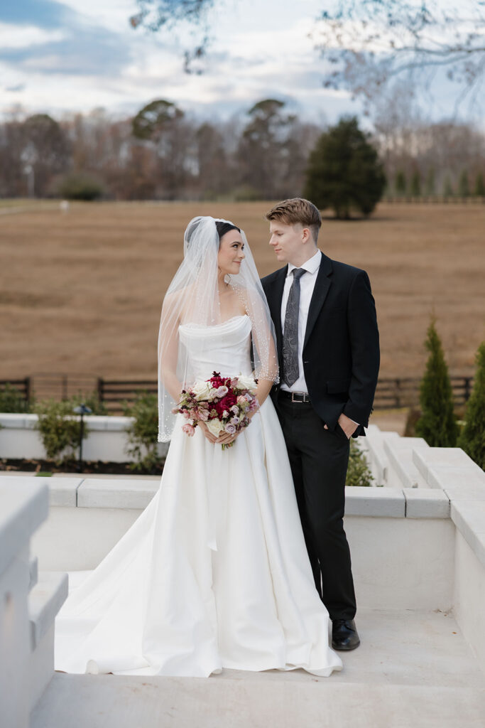 Bride and groom portraits at Abbott Mansion wedding venue in Cleveland Georgia estate setting