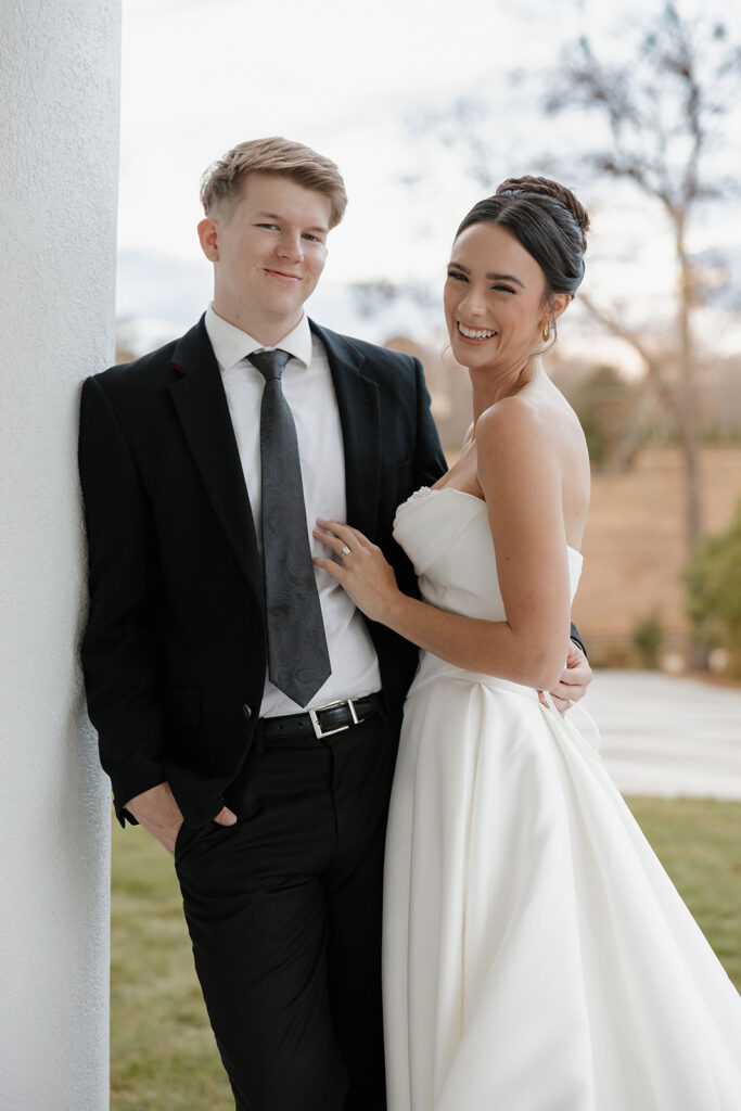 Bride and groom portraits at Abbott Mansion wedding venue in Cleveland Georgia estate setting