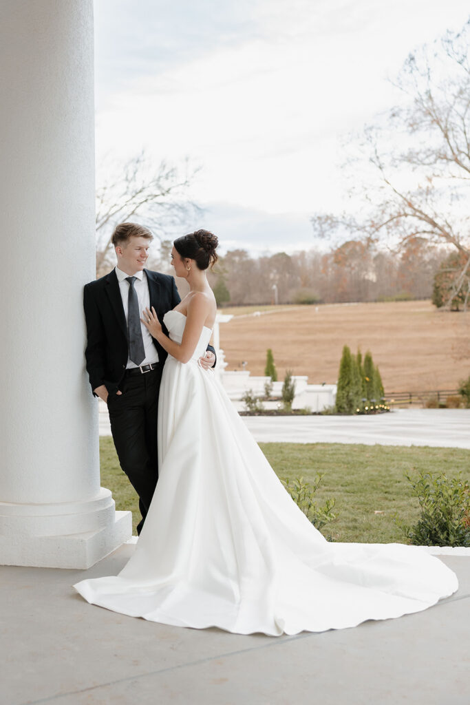 Bride and groom portraits at Abbott Mansion wedding venue in Cleveland Georgia estate setting