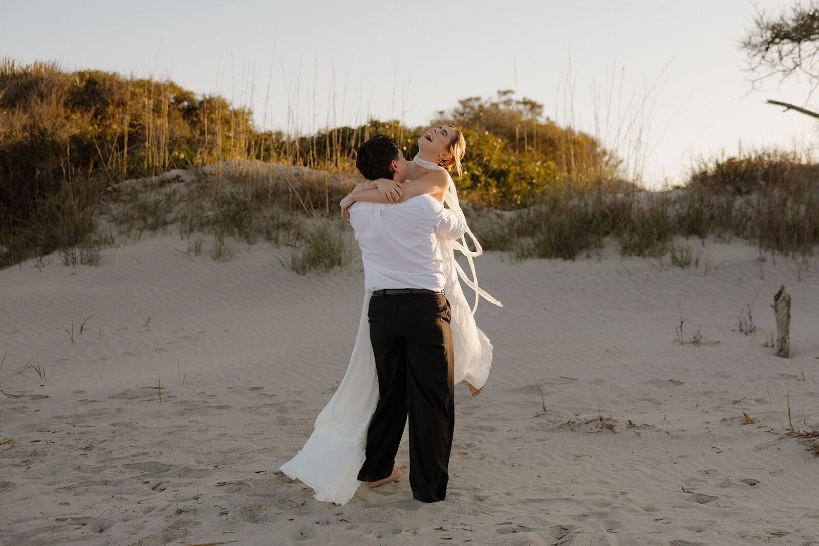beach wedding portraits at Folly Beach Charleston SC Leigha Gray Photography